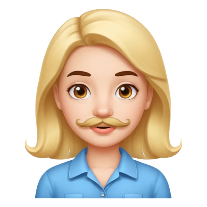 Cute girl with cartoon mustache  sticker