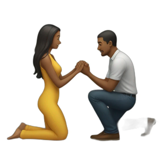 Woman on knees facing man sticker