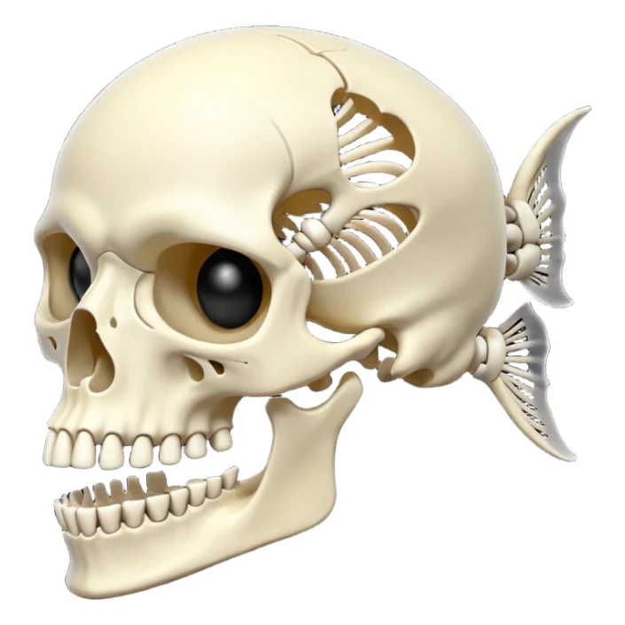 Piranha skeleton black and white emoji sticker