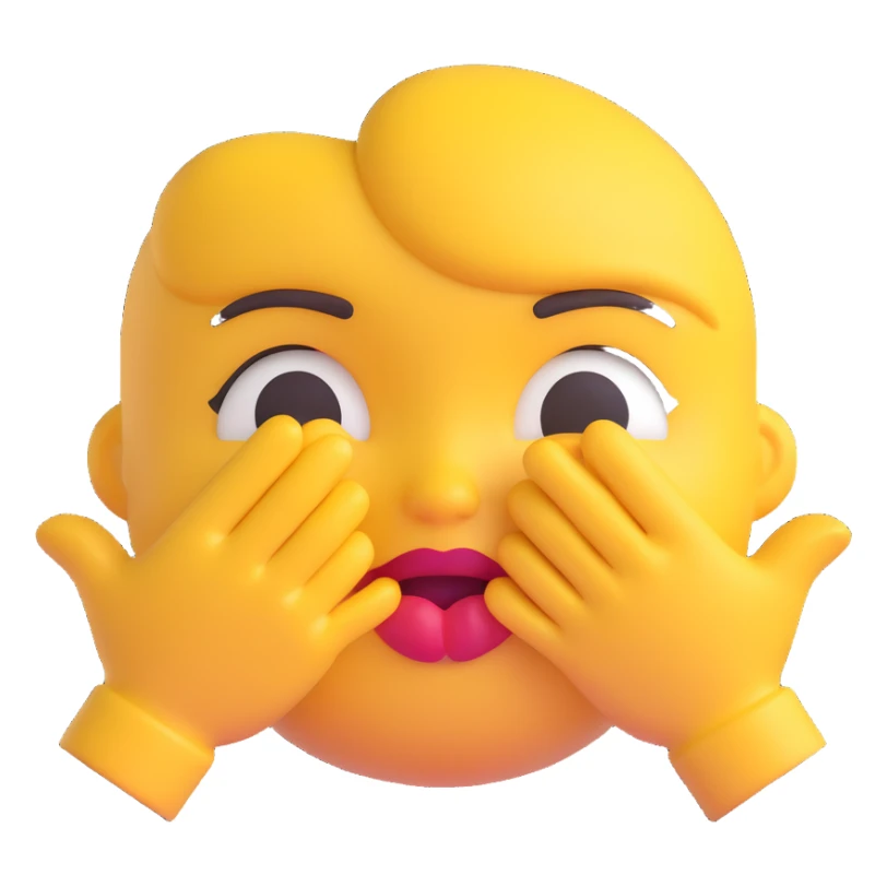 cheeky emoji with hands rubbing together, lips biting, head slightly tilted, direct gaze, playful flirty confident, bright warm colors, polished cartoon look sticker