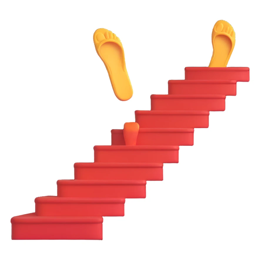 close up of a foot in a slipper on the stairs, playful pose sticker