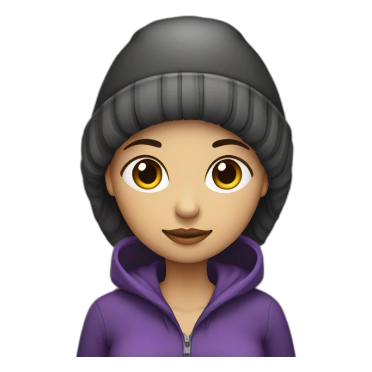 Mujer embarazada pelo morado corto y gorro negro con gris sticker