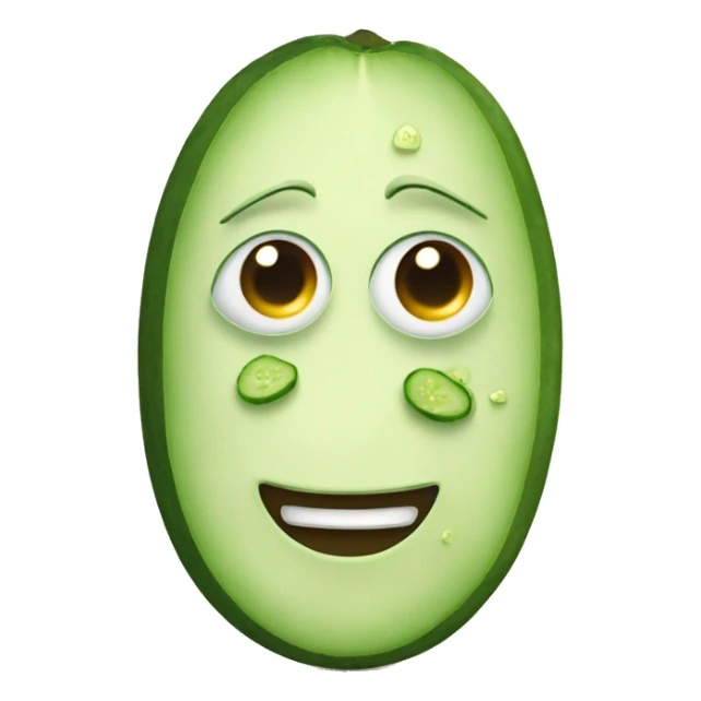 emoji with piece of cucumber in on eyes sticker