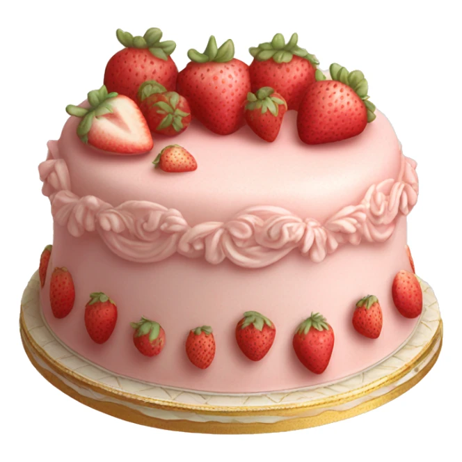 vintage rococo highly detailed pale pink cake with strawberries sticker