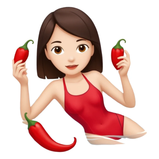 Langrenn, bading, brunette, jente, chili sticker