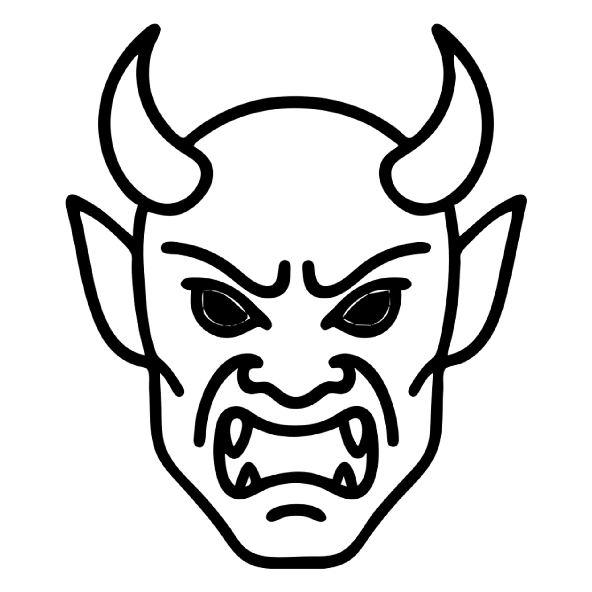 Akuma logo, demon face with red glowing eyes, fierce expression sticker