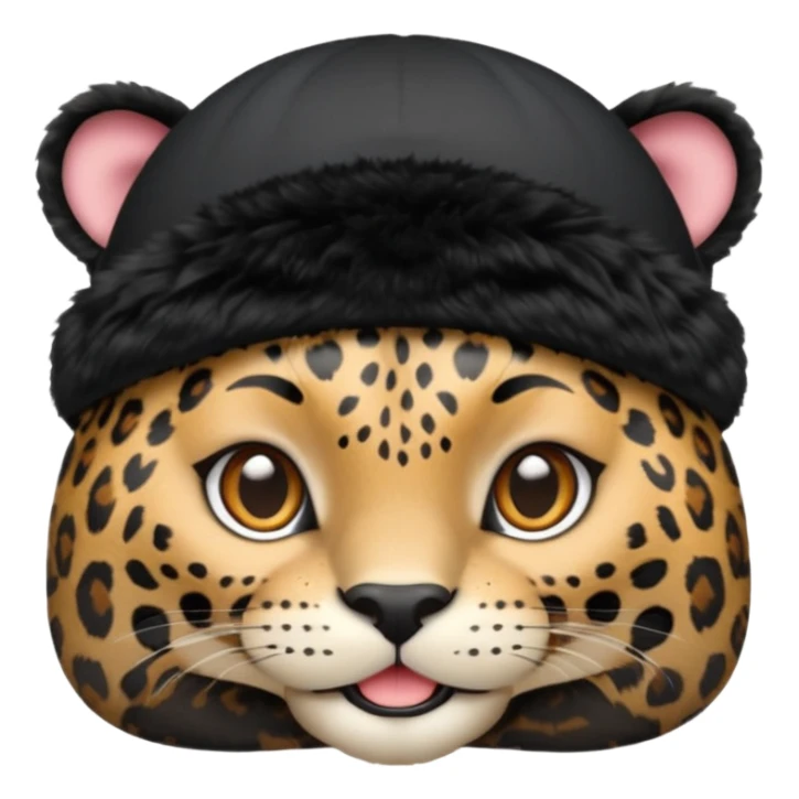 A black jaguar wearing a baby hat sticker