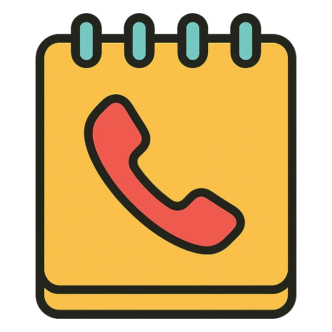 notepad with phone icon, minimal color icon style sticker