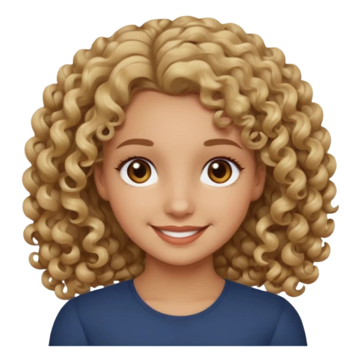 dark blonde girl with 3b curls and brown eyes smiling  sticker