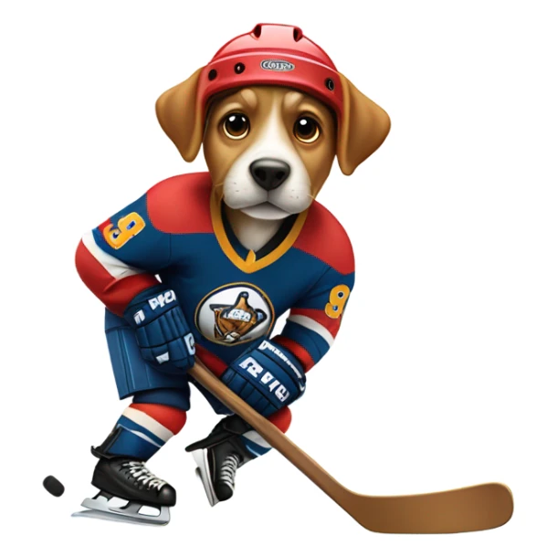Dog playing hockey sticker