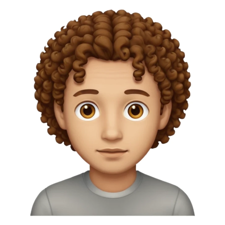 A man with curly hair and light skin with brown eyes ￼ sticker