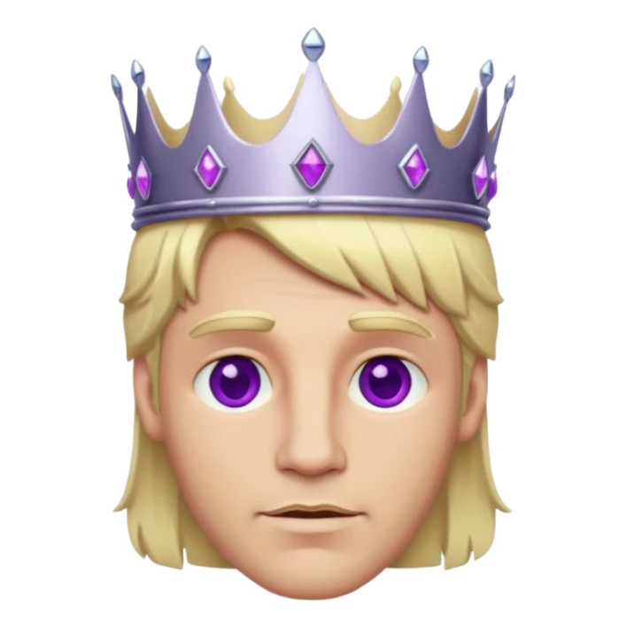 blonde king with silver crown and purple gems sticker