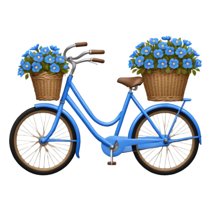 Vintage beige bike with a basket and blue flowers sticker