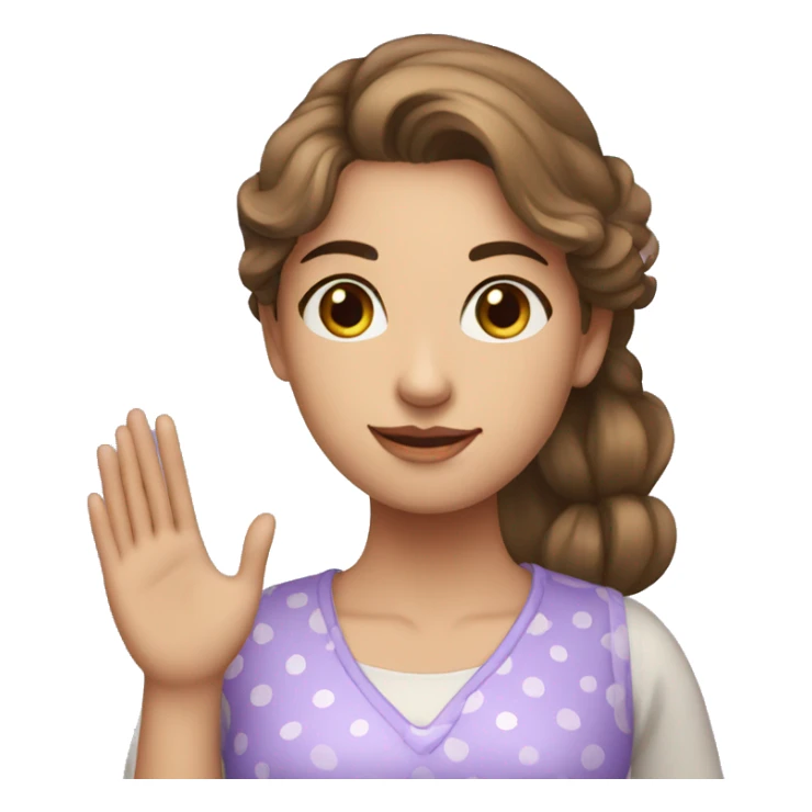 A young woman with lavender kurti white spots saying bye sticker