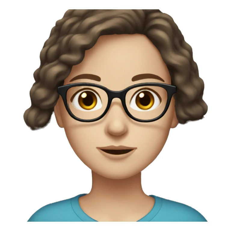 White girl with blue eyes dark brown hair and glasses  sticker
