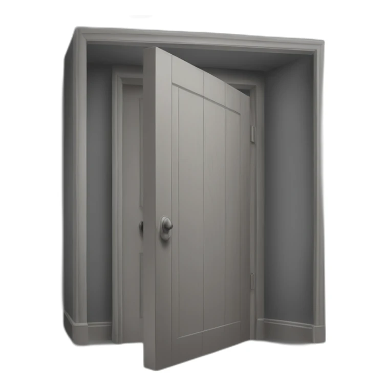 one open door wood color gray style perpective sticker