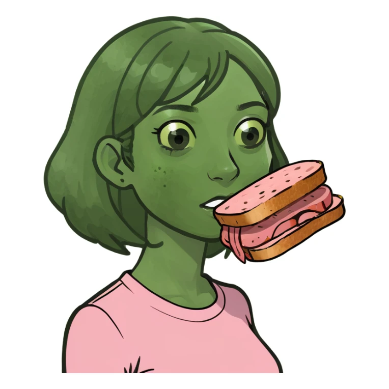 kawaii girl with spam meat sticker