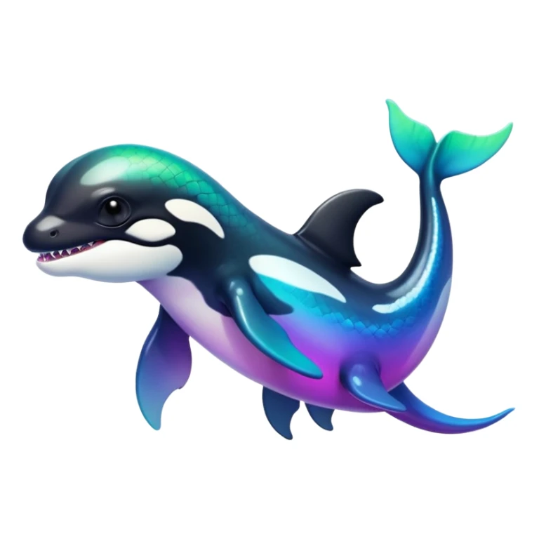 white blacks colorful gradient shiny glossy Fakémon-Digimon-orca-reptile-dragon-lizard-creature-hybrid (full body) sticker