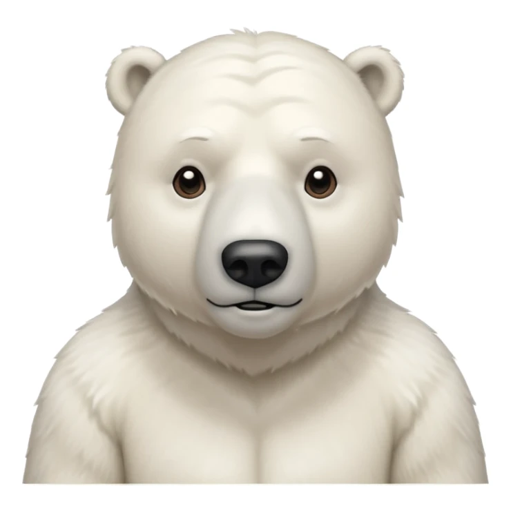 Make a humanoid polar bear shrugging, he must look doubtful, showing only from chest above, no legs sticker