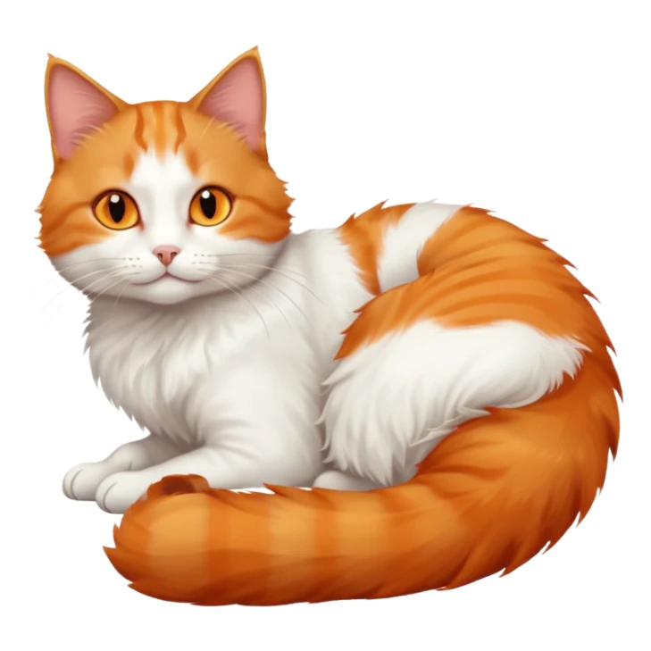 ginger and white cat with orange eyes doing a big extremely long stretch reaching up into the air with arms and legs side by side together straight and overextended whilst lying on its side sticker