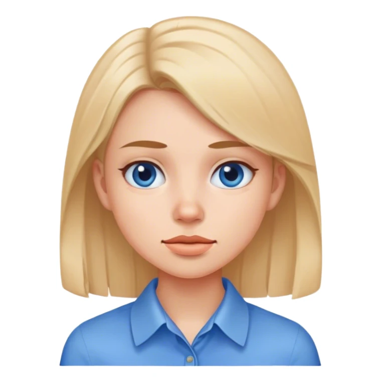 girl in blue collared shirt skinny face sticker