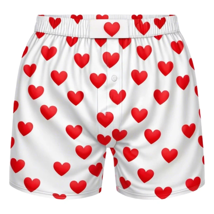 Red heart patterned white pair of boxers sticker