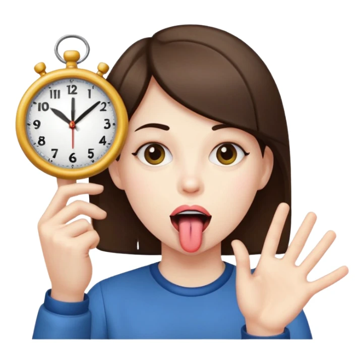 Stick tongue out with the clock it fingers ￼ sticker