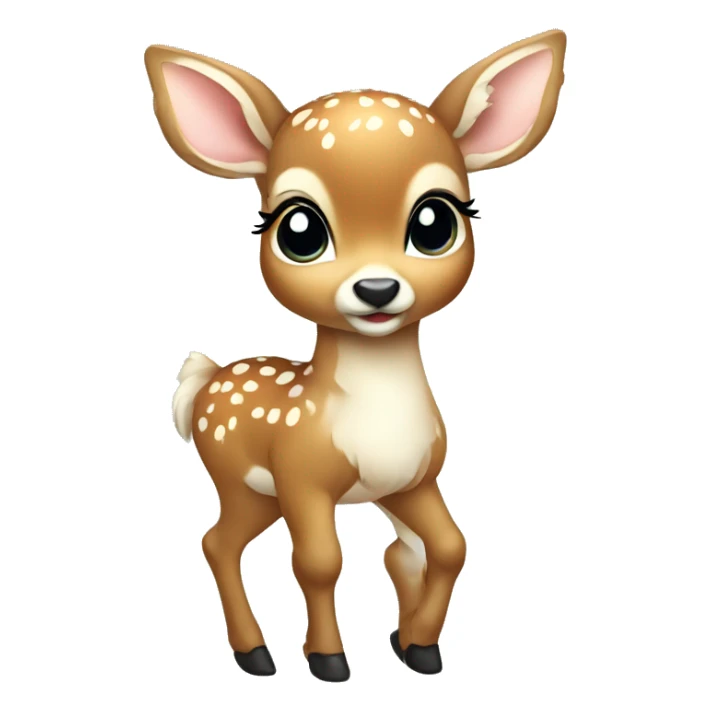 full body baby deer wearing a white bow sticker