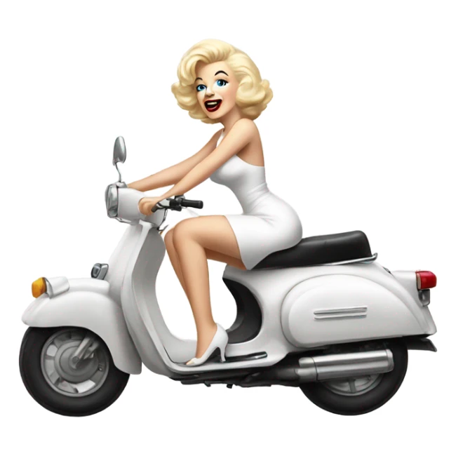 Marilyn Monroe riding a moped in her white dress sticker