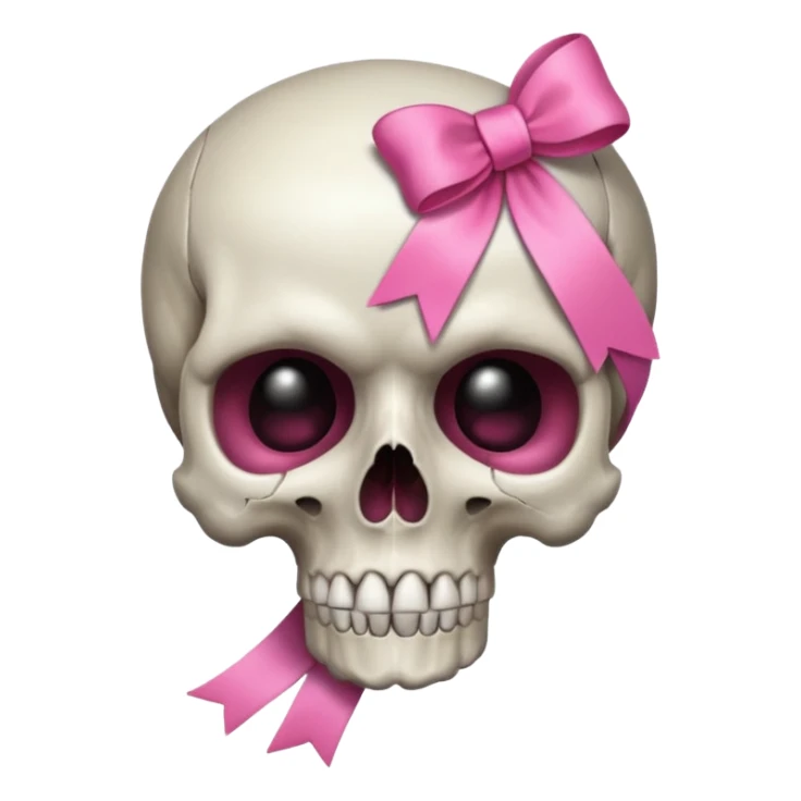 A skull with a small pink ribbon on the side of its head sticker