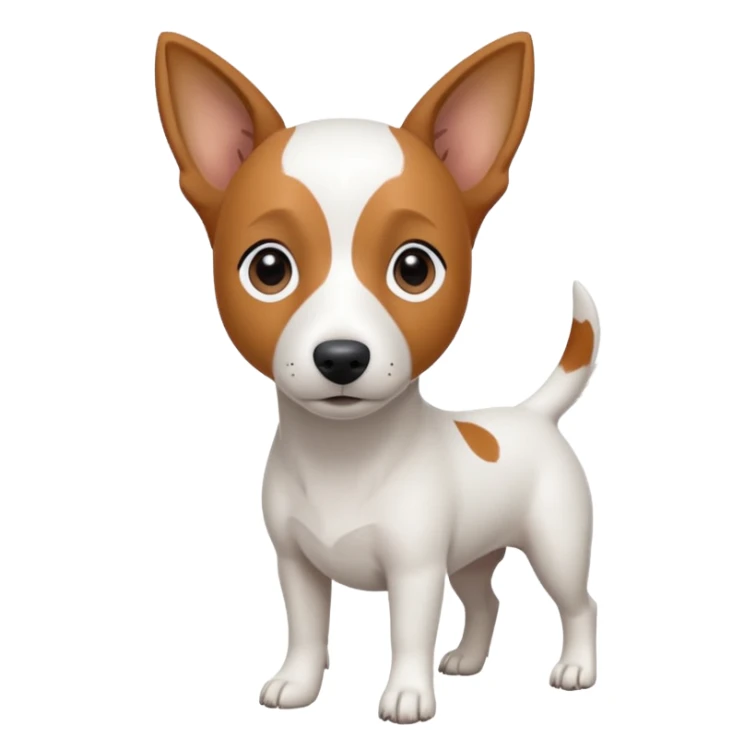 a fully white jack russell the size of a kelpie with a half white face sticker