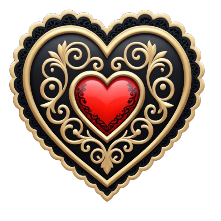 goth heart with a black lace medallion sticker