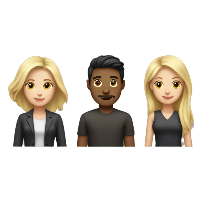 3 people...2 blond woman 1 man with dark hair sticker