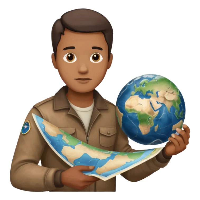 man holding a map of the earth @emoji sticker