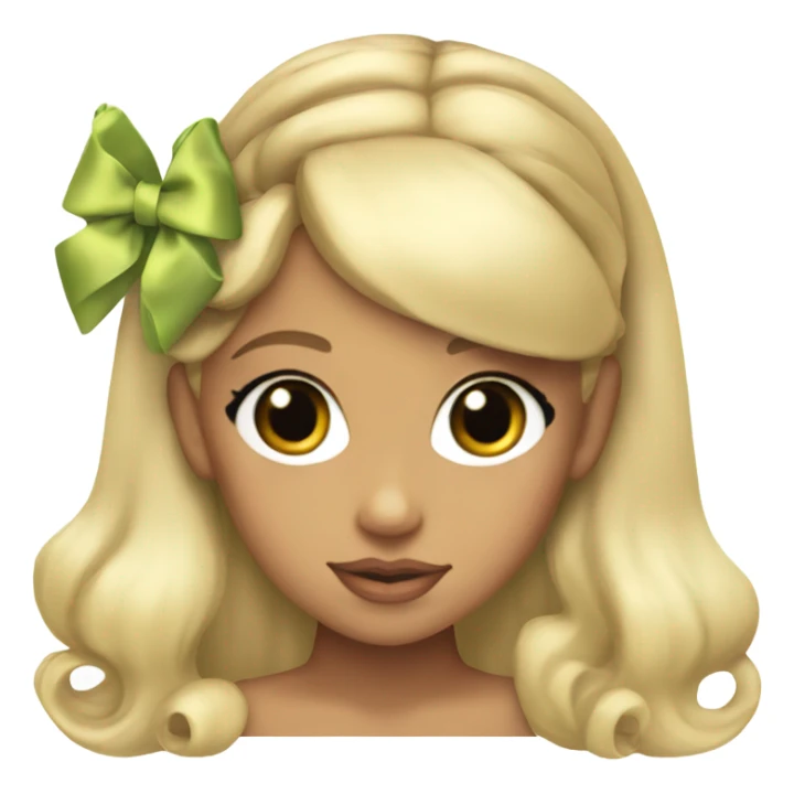 blonde ariana grande with a coquette bow on her hair sticker