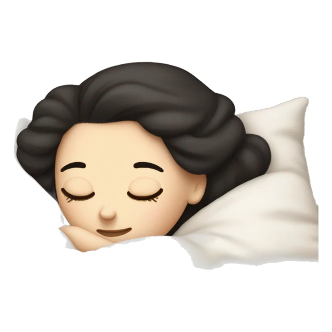 pale white girl dark hair sleeping in bed on pillow sticker