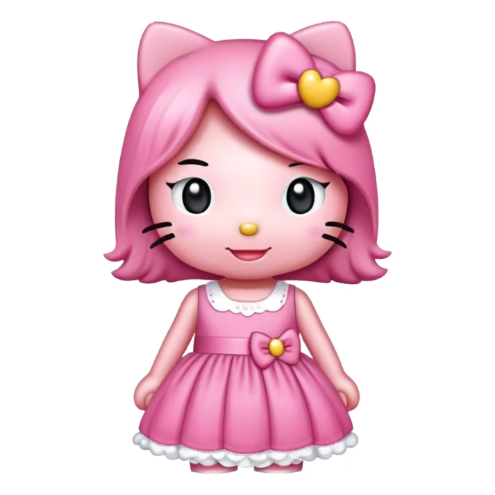Hello kitty in pink dress in bes sticker