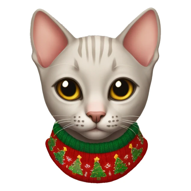 hairless cat wearing a Christmas sweater  sticker