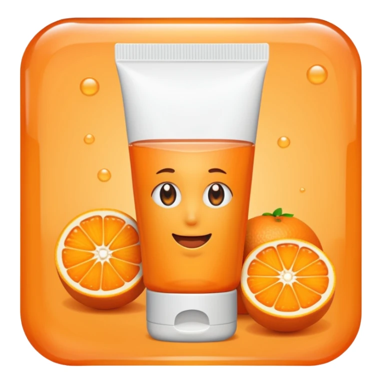 a skincare tube with an orange-toned liquid inside of it sticker