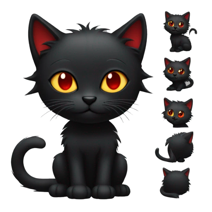 Edgy Black Cat with Long Emo Hair with Red Streaks sticker