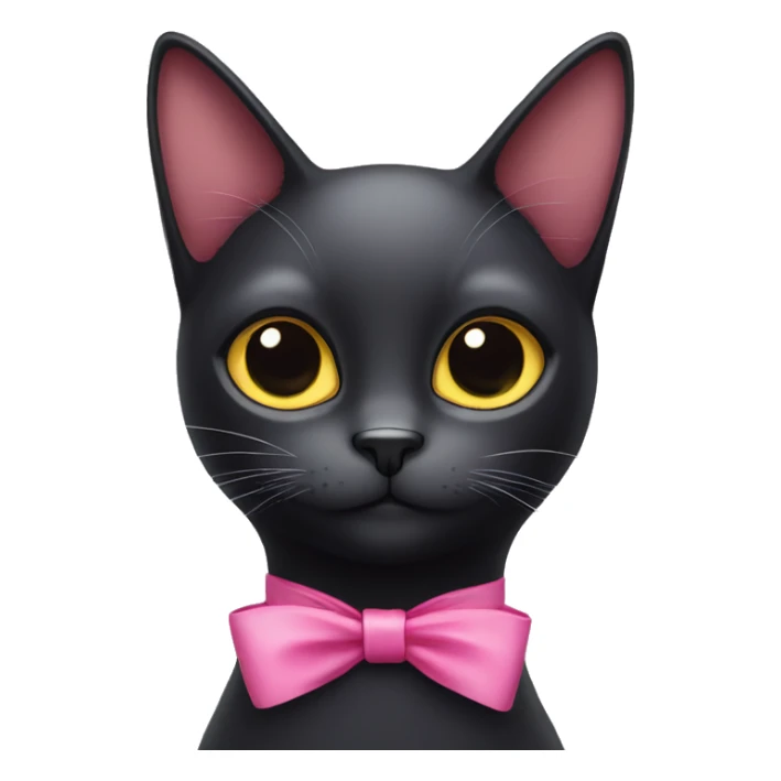 black cat with pink ribbon around neck sticker