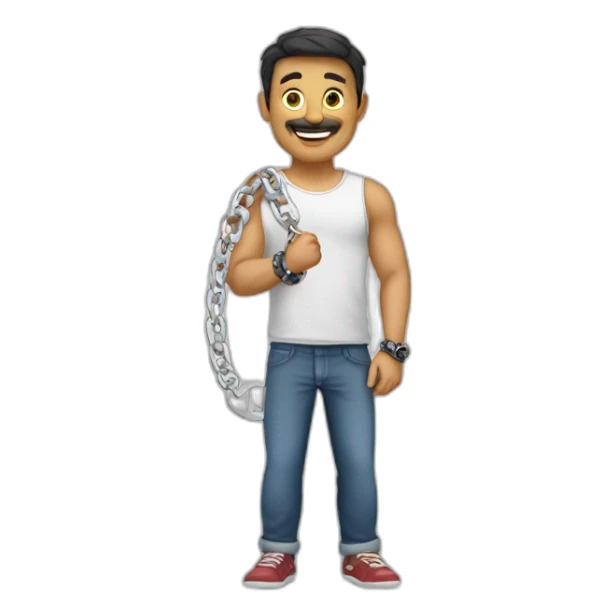 Hombre con cadena de plata y pulsera de plata en las 2 manod sticker