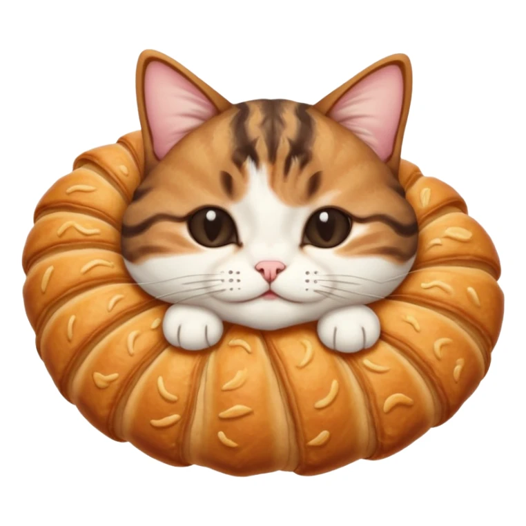 dark brown tabby and white cat in croissant position upside down with eyes closed sticker