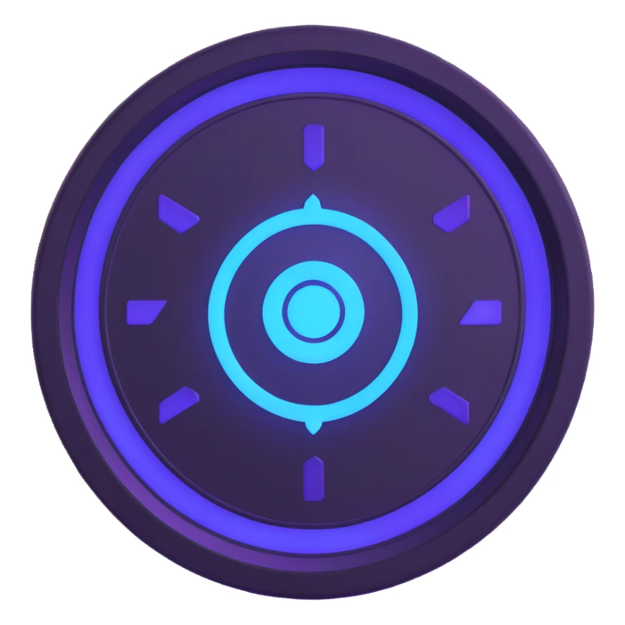 $PORTAL coin with embossed logo, blue and purple glowing accents sticker