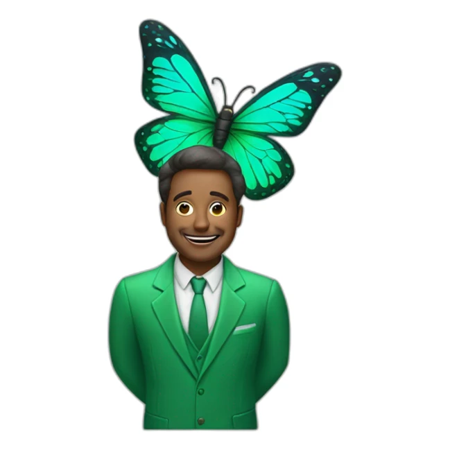 The man in the green suit has butterfly wings. sticker