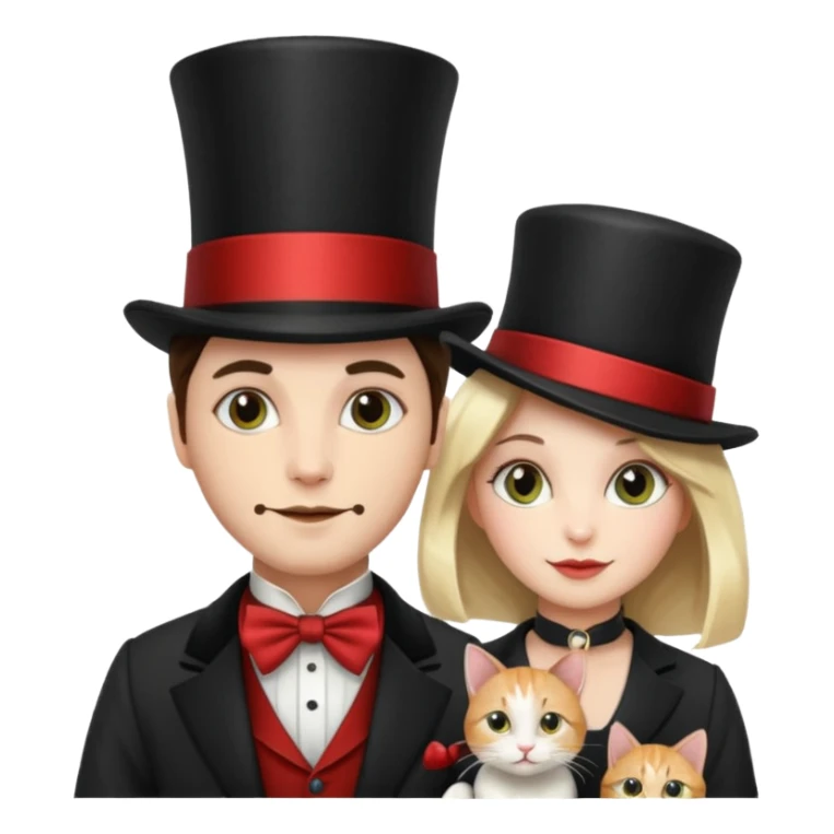 magician couple and their pet cat sticker