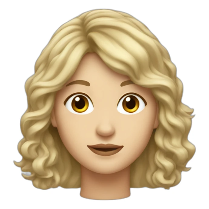 Caucasian woman with long wavy hair with bangs sticker