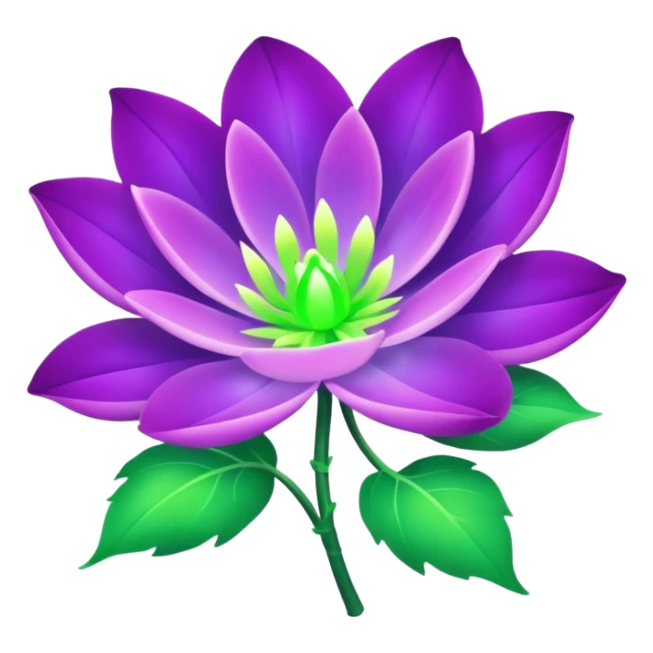 aurora flower with vibrant green and purple petals, magical sticker