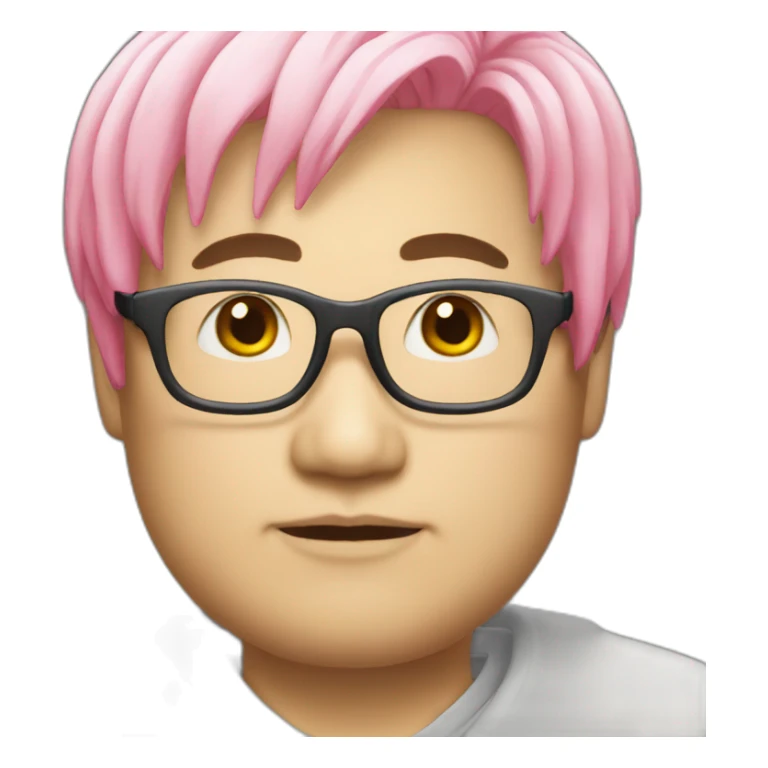 pinkhair-fat-japanese-man-redspectacle sticker