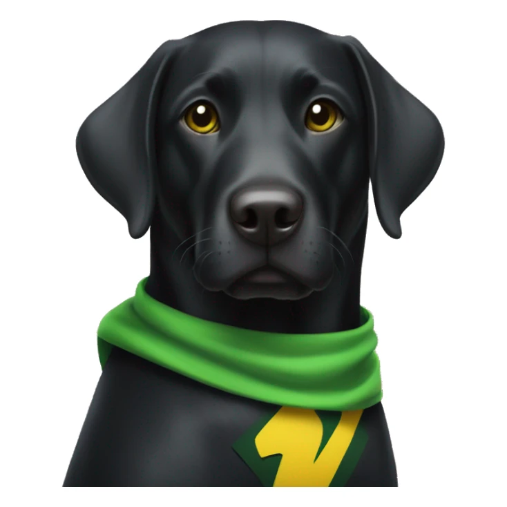 black lab with green yellow superhero cape sticker